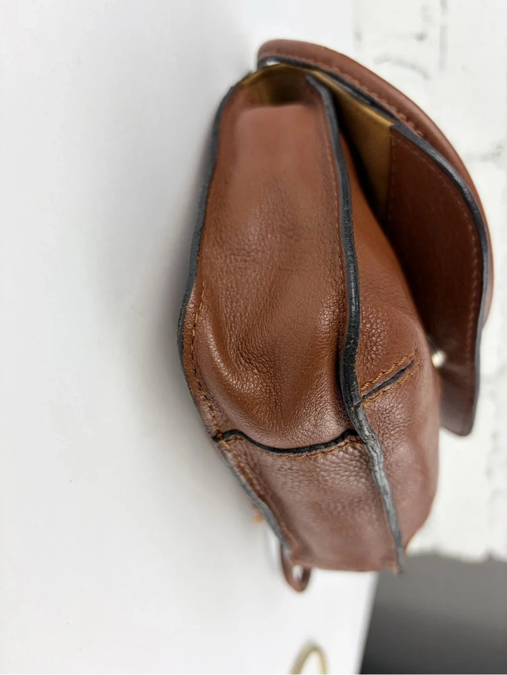 Fossil Brown Leather Mini Beaded Flap Crossbody Shoulder Bag VTG
